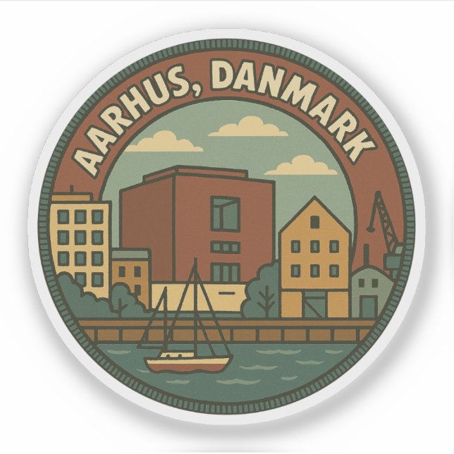 Aarhus Denmark Cityscape Sticker (Front)