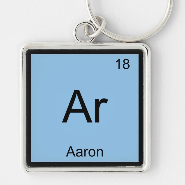 Aaron Chemistry Element Symbol Periodic Table Name Keychain (Front)