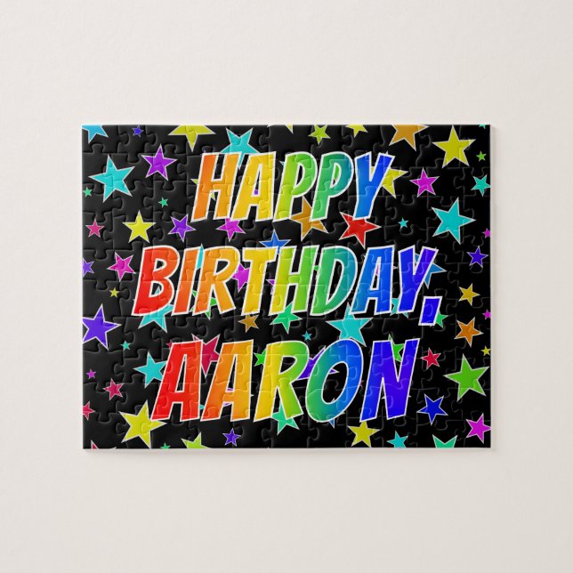 "AARON" First Name, Fun "HAPPY BIRTHDAY" Jigsaw Puzzle (Horizontal)