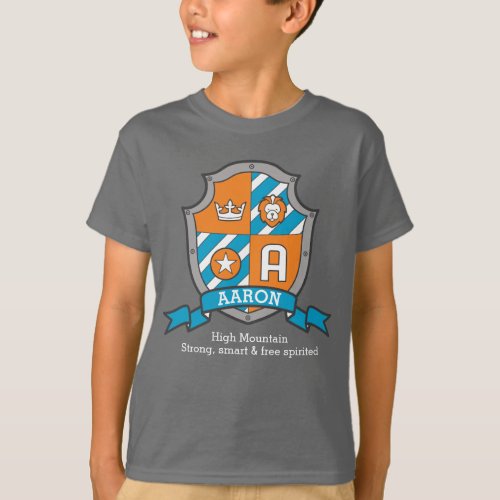 Aaron letter A boys name  meaning knights shield T_Shirt