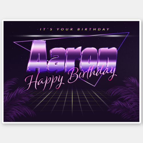 Aaron Name First name lila retro Sticker Birthday
