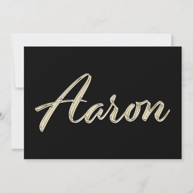 Aaron Name white gold Handwriting Card (Front)