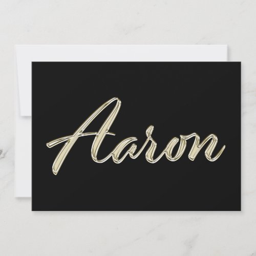 Aaron Name white gold Handwriting Card