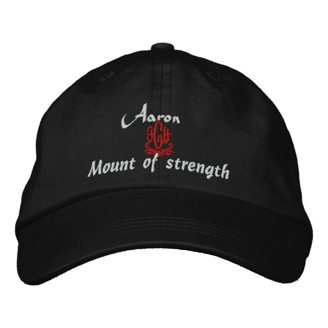 Aaron Name With Hebrew Meaning Black Embroidered Baseball Cap (Front)