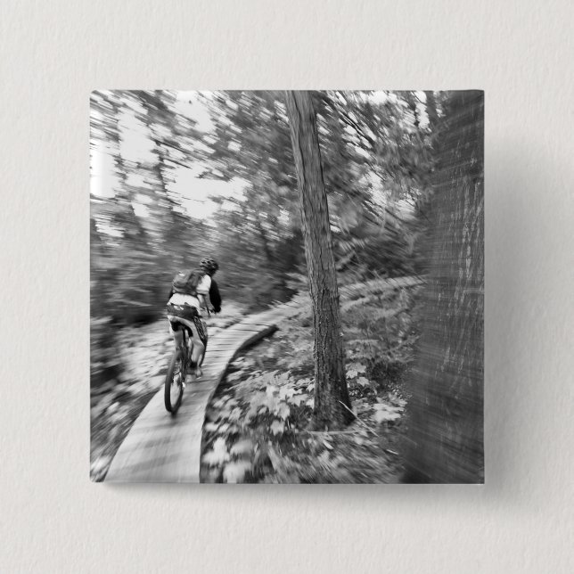 Aaron Rodgers mountain biking on the Stairway to Pinback Button (Front)
