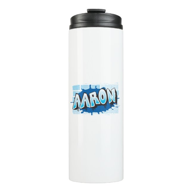 Aaron Your Name Graffiti Brick Wall Stylized Thermal Tumbler (Front)