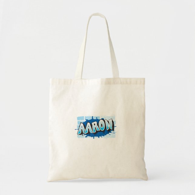 Aaron Your Name Graffiti Brick Wall Stylized Tote Bag (Front)