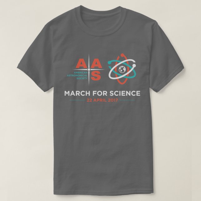 AAS + March for Science; Dark Gray T-Shirt (Design Front)