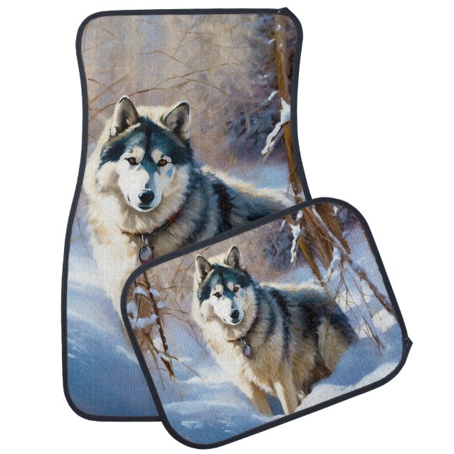 Aaskan Malamute Let It Snow Christmas Car Floor Mat (Set)