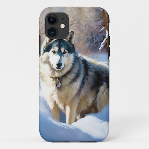 Aaskan Malamute Let It Snow Christmas iPhone 11 Case