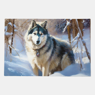 Aaskan Malamute Let It Snow Christmas Doormat