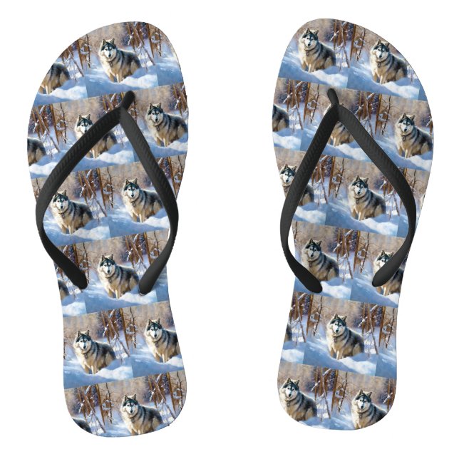 Aaskan Malamute Let It Snow Christmas Flip Flops (Footbed)