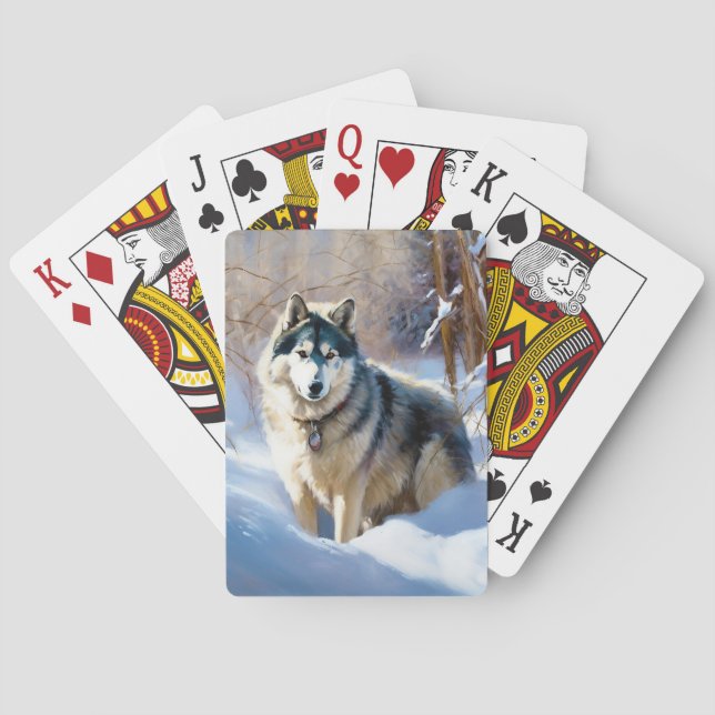 Aaskan Malamute Let It Snow Christmas Poker Cards (Back)