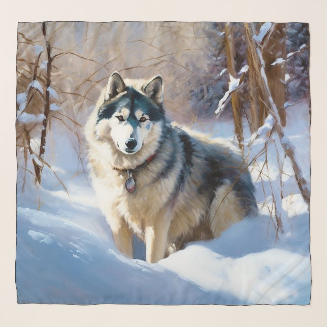 Aaskan Malamute Let It Snow Christmas Scarf (Front)