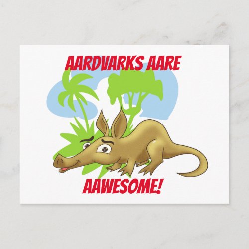 Aawesome caartoon aardvark postcard