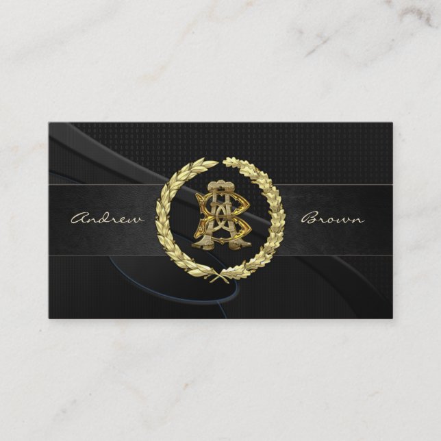 AB & BA Monogram [Gold+Fabric] Business Card (Front)