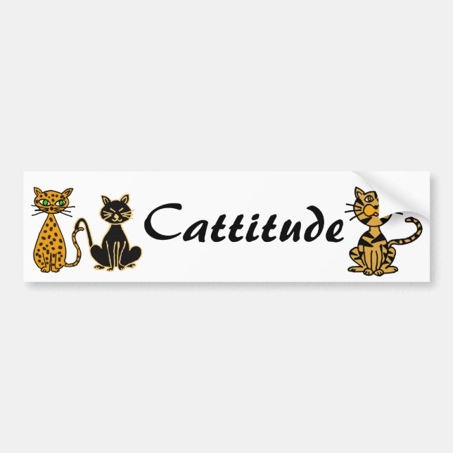 AB- Funny Cats Cattitude Bumper Sticker (Front)
