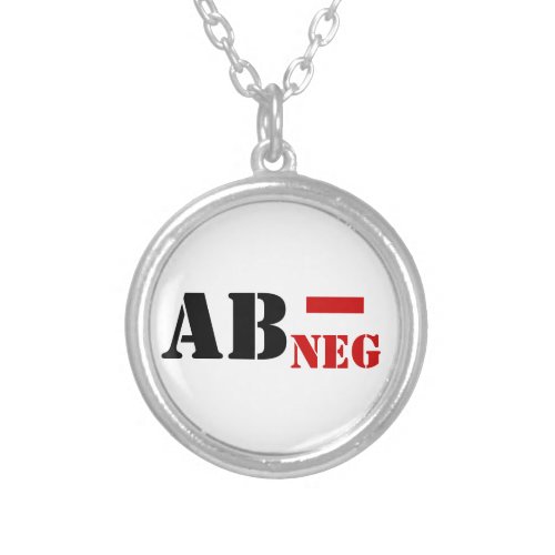 AB _ NEG BLOOD TYPE SILVER PLATED NECKLACE