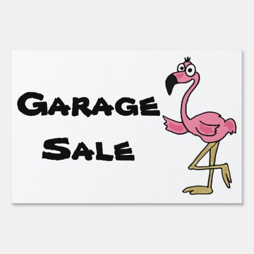 AB_ Pink Flamingo Garage Sale Yard Sign