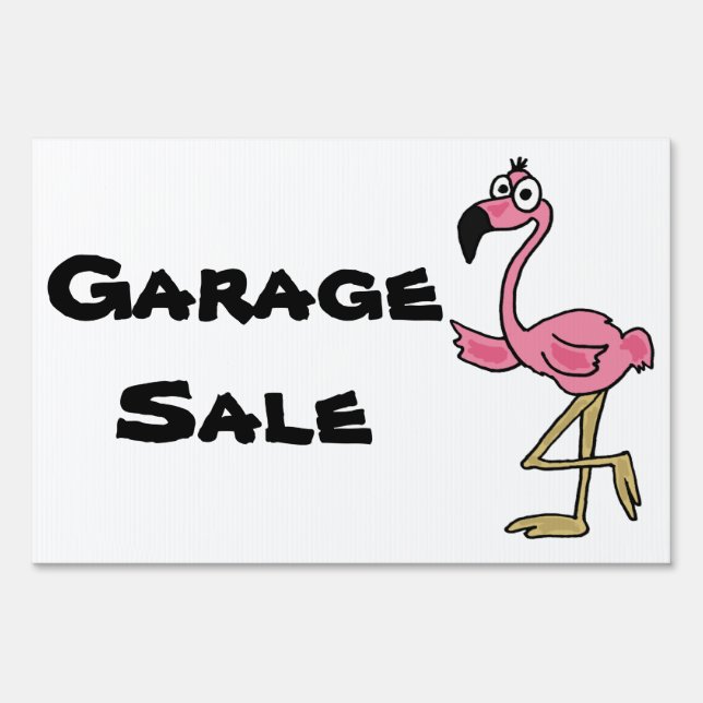 AB- Pink Flamingo Garage Sale Yard Sign (Front)