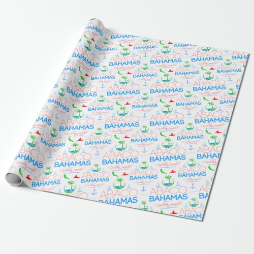 Abaco Bahamas Colorful Text And Images Pattern  Wrapping Paper