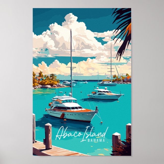 Abaco Island Bahama vintage travel illustration Poster (Front)