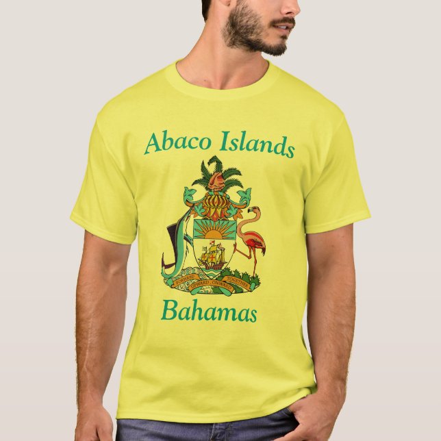 Abaco Islands, Bahamas with Coat of Arms T-Shirt (Front)
