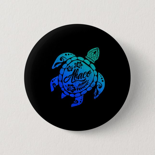 Abaco Tribal Sea Turtle Bahamas Beach Vacation  Button (Front)