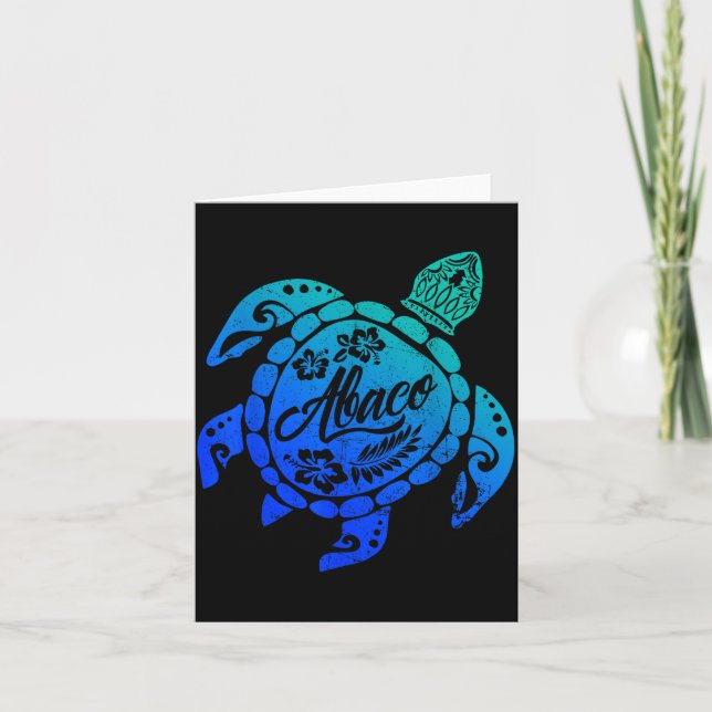 Abaco Tribal Sea Turtle Bahamas Beach Vacation  Card (Front)