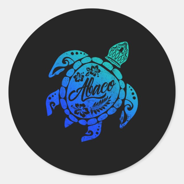 Abaco Tribal Sea Turtle Bahamas Beach Vacation  Classic Round Sticker (Front)