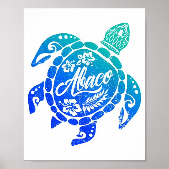 Abaco Tribal Sea Turtle Bahamas Beach Vacation  Poster (Front)