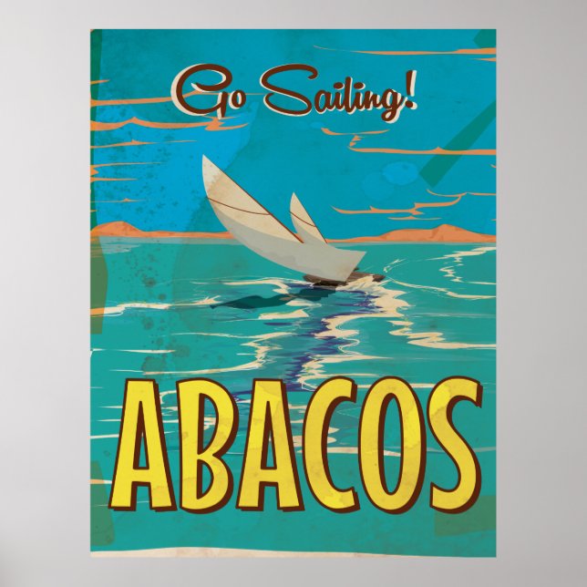 Abacos Islands vintage travel poster (Front)
