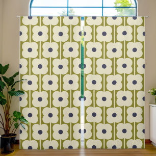 Abacus Flower Lined Eyelet Olive and Blue Blackout Curtains