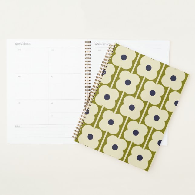 Abacus Flower Lined Eyelet Olive and Blue  Planner (Display)
