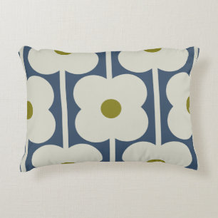 Abacus Flower Lined Eyelet White and Blue Accent Pillow
