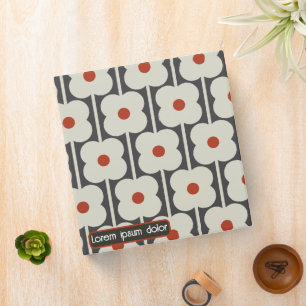 Abacus Flower Tomato Red Grid Pattern 3 Ring Binder