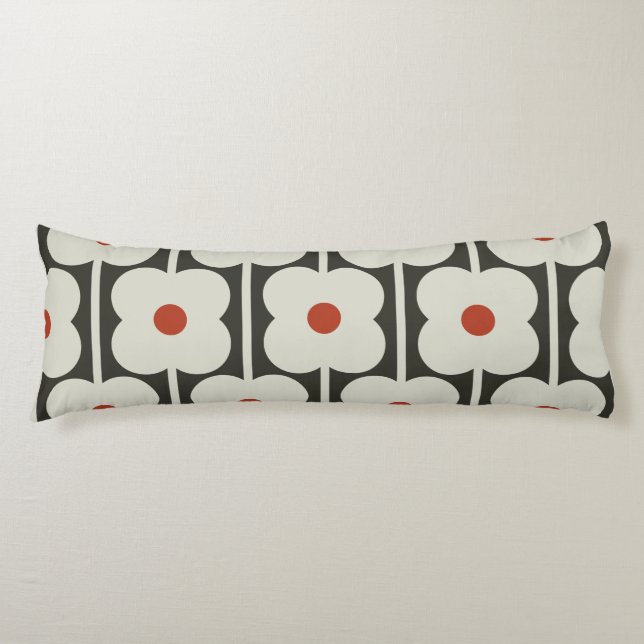 Abacus Flower Tomato Red Grid Pattern Body Pillow (Front)