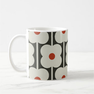 Abacus Flower Tomato Red Grid Pattern Coffee Mug
