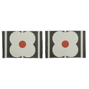 Abacus Flower Tomato Red Grid Pattern Pillow Case