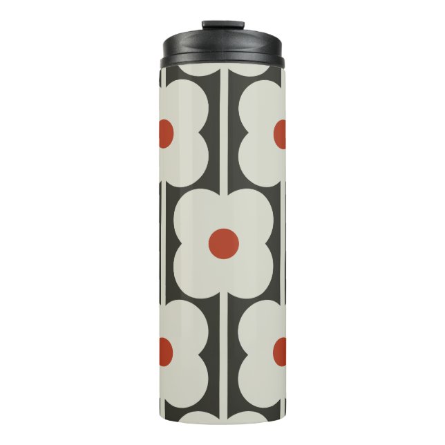 Abacus Flower Tomato Red Grid Pattern Thermal Tumbler (Front)