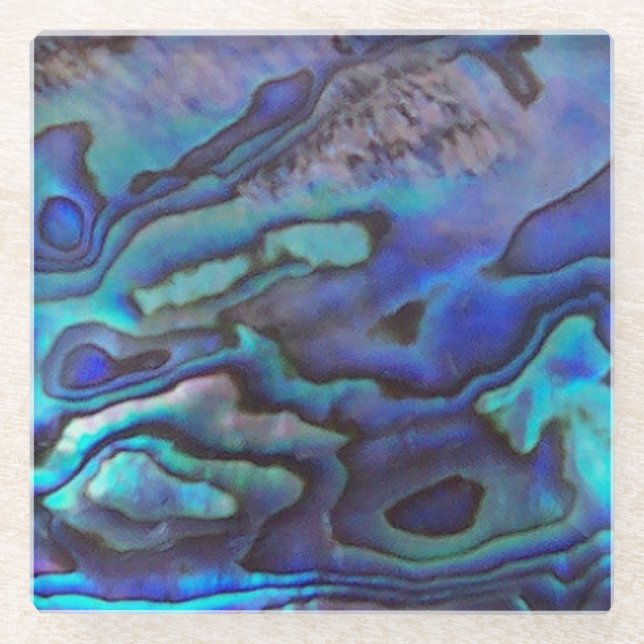 Abalaone Paua Shell Pattern Glass Coaster (Front)