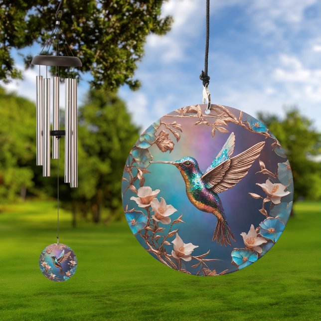 Abalone and Copper Hummingbird Wind Chime (Outdoor)