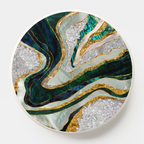 Abalone and Crystals geode digital art PopSocket