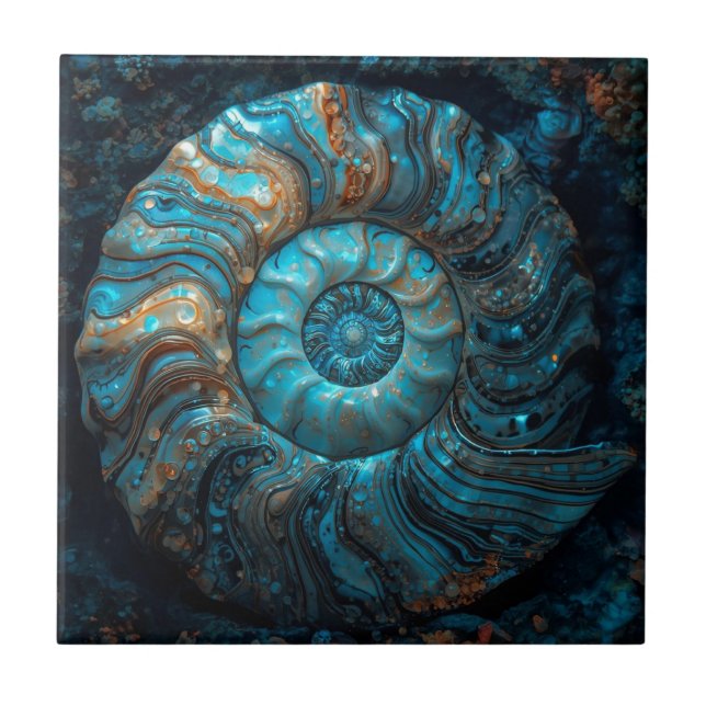 Abalone and Pearl Nautilus Shell Ceramic Tile (Front)