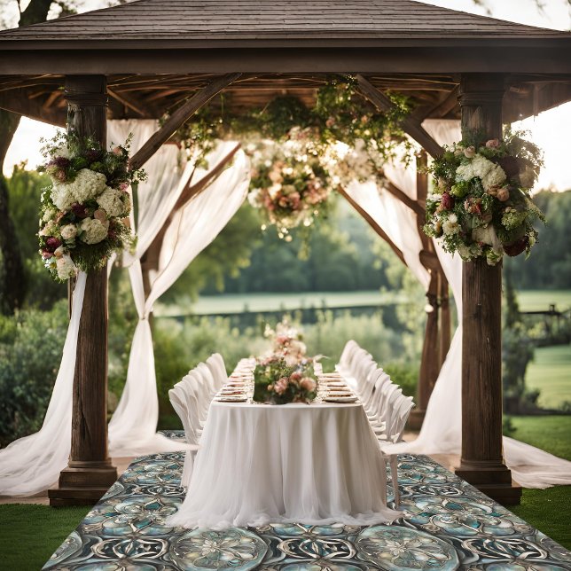 Abalone and Silver Flowers Wedding Rug 12x9 Indoor (Creator Uploaded)