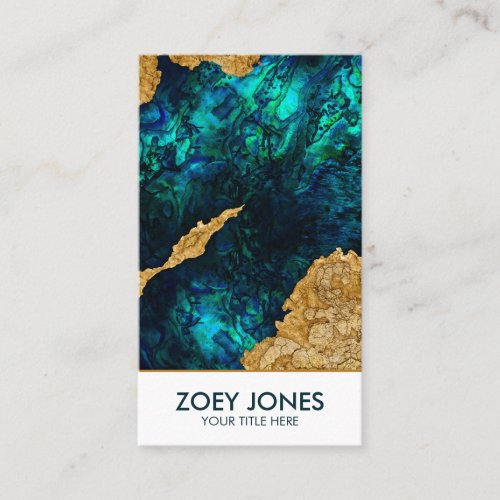 Abalone Blue and Gold Cement Mixed media abstract Business Card