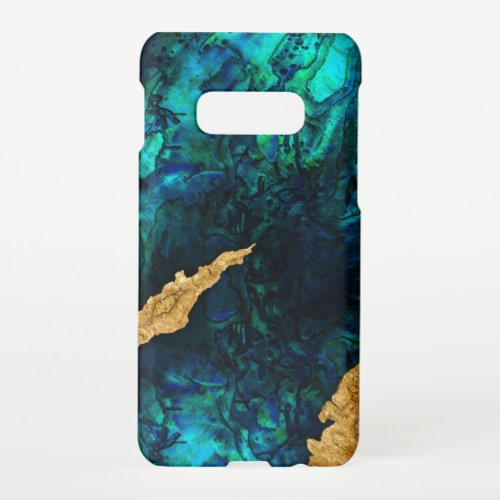 Abalone Blue and Gold Cement Mixed media abstract Samsung Galaxy S10E Case