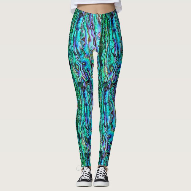 Abalone blue green leggings yoga pants (Front)