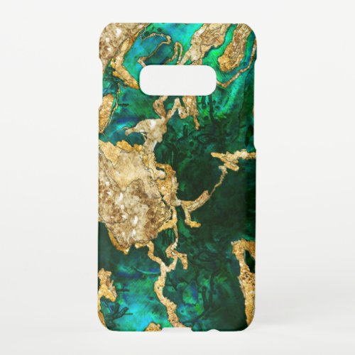 Abalone Green and Gold Cement Mixed media abstract Samsung Galaxy S10E Case