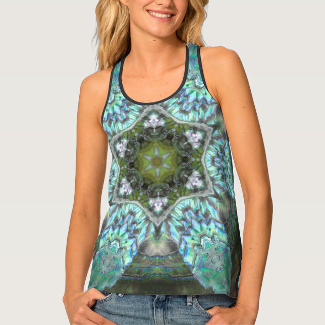 Abalone Mandala Yoga Wear by SeaAngeL12 Tank Top (Front)